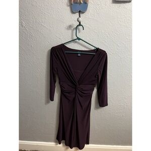 Chaps Size Small Purple Shift Dress  3/4‎ Sleeve Stretch